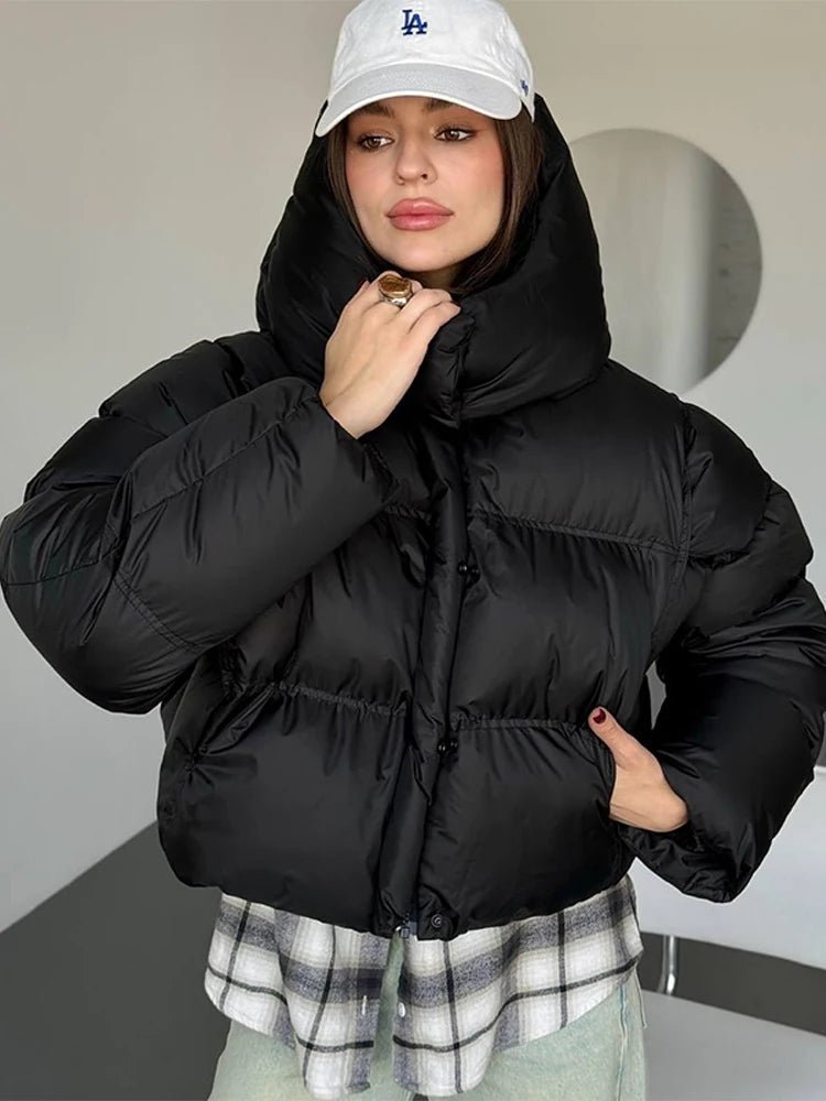 SOERA Sylvia Hooded Cropped Puffer Jacket - Coats & Jackets - 3256810068202773-;yT1763625119542659605 Brown S