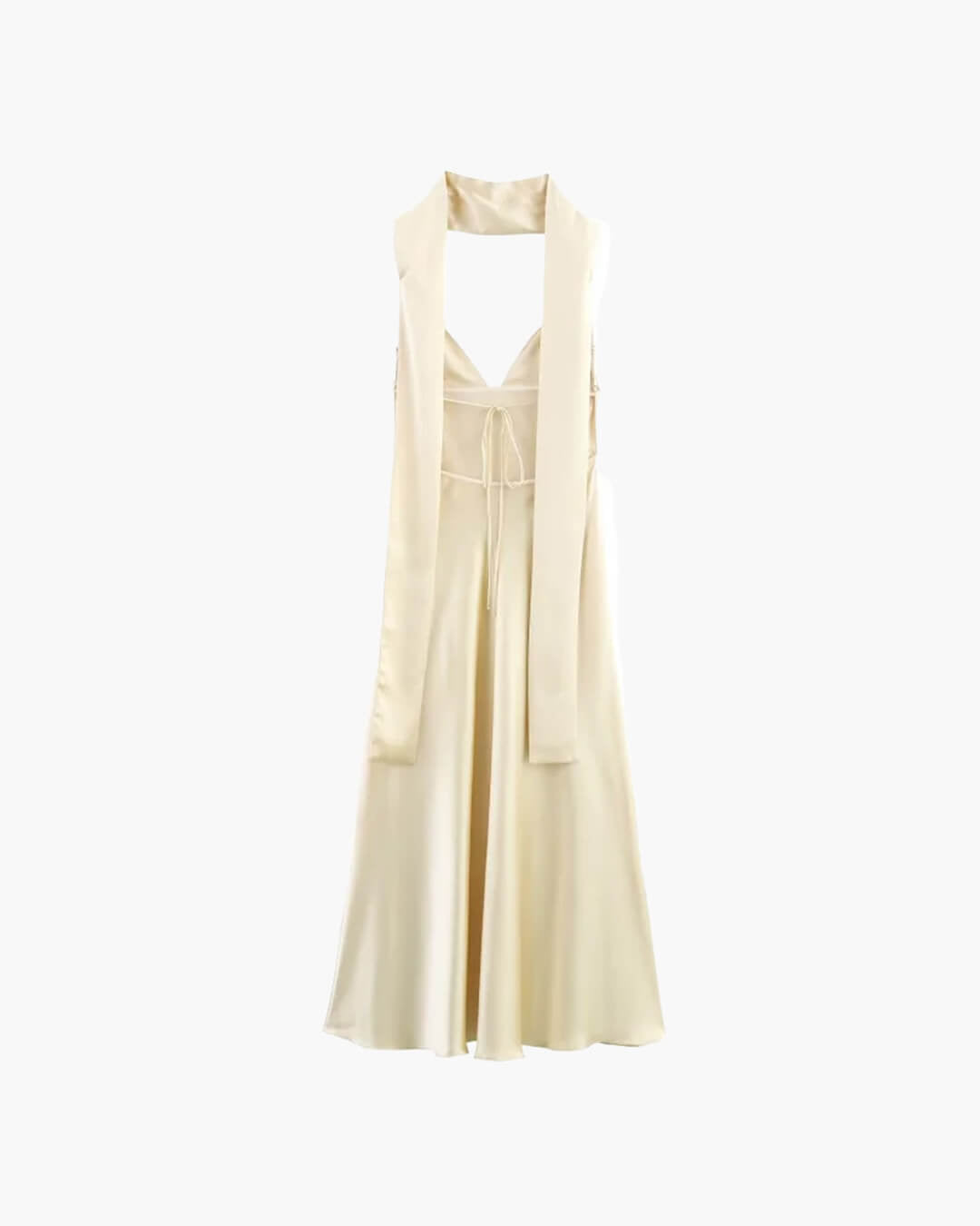SOERA Astraea Satin Maxi Dress with Scarf - Dress -  Champagne L