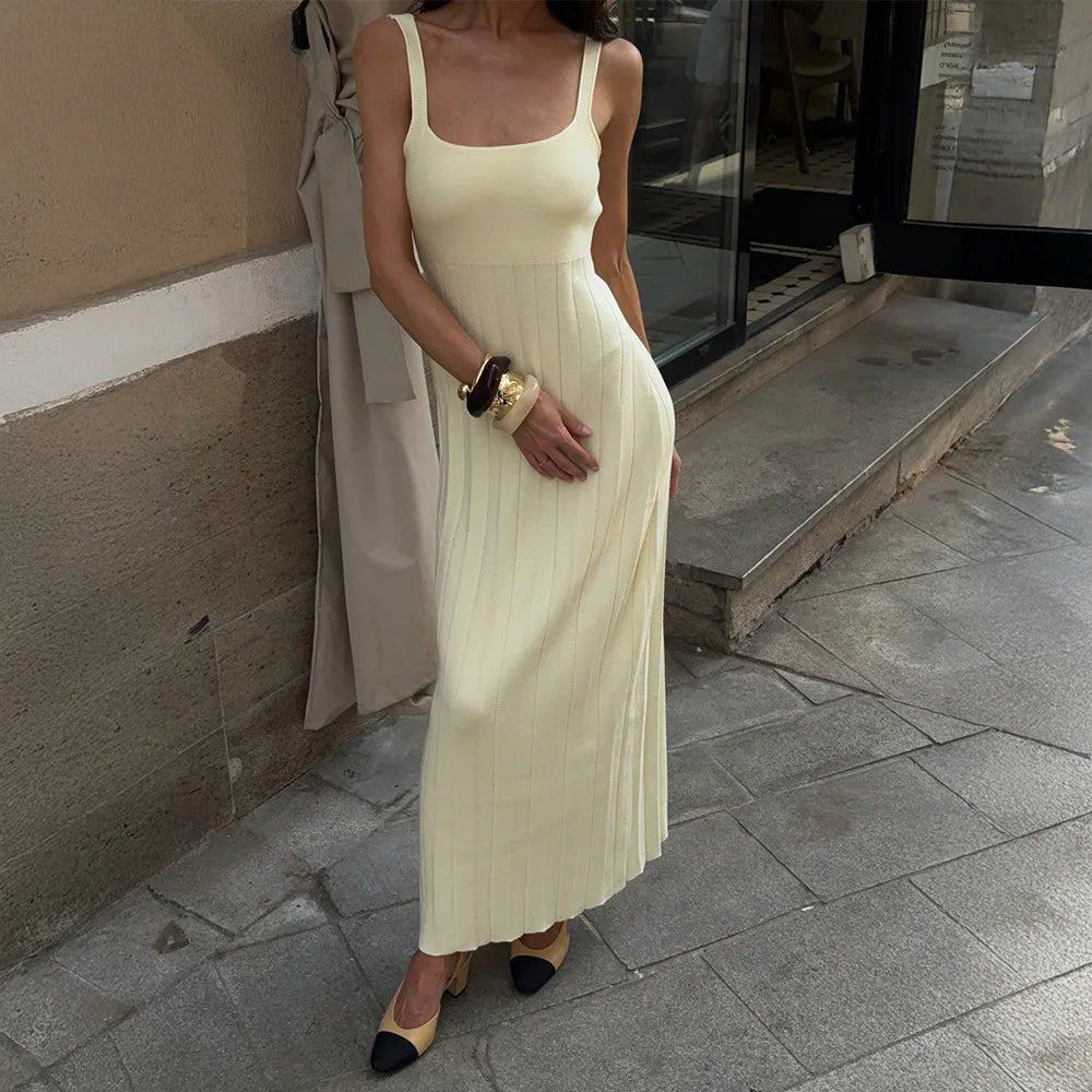 SOERA Beatrice Knitted Suspender Dress - Dress -  Yellow M