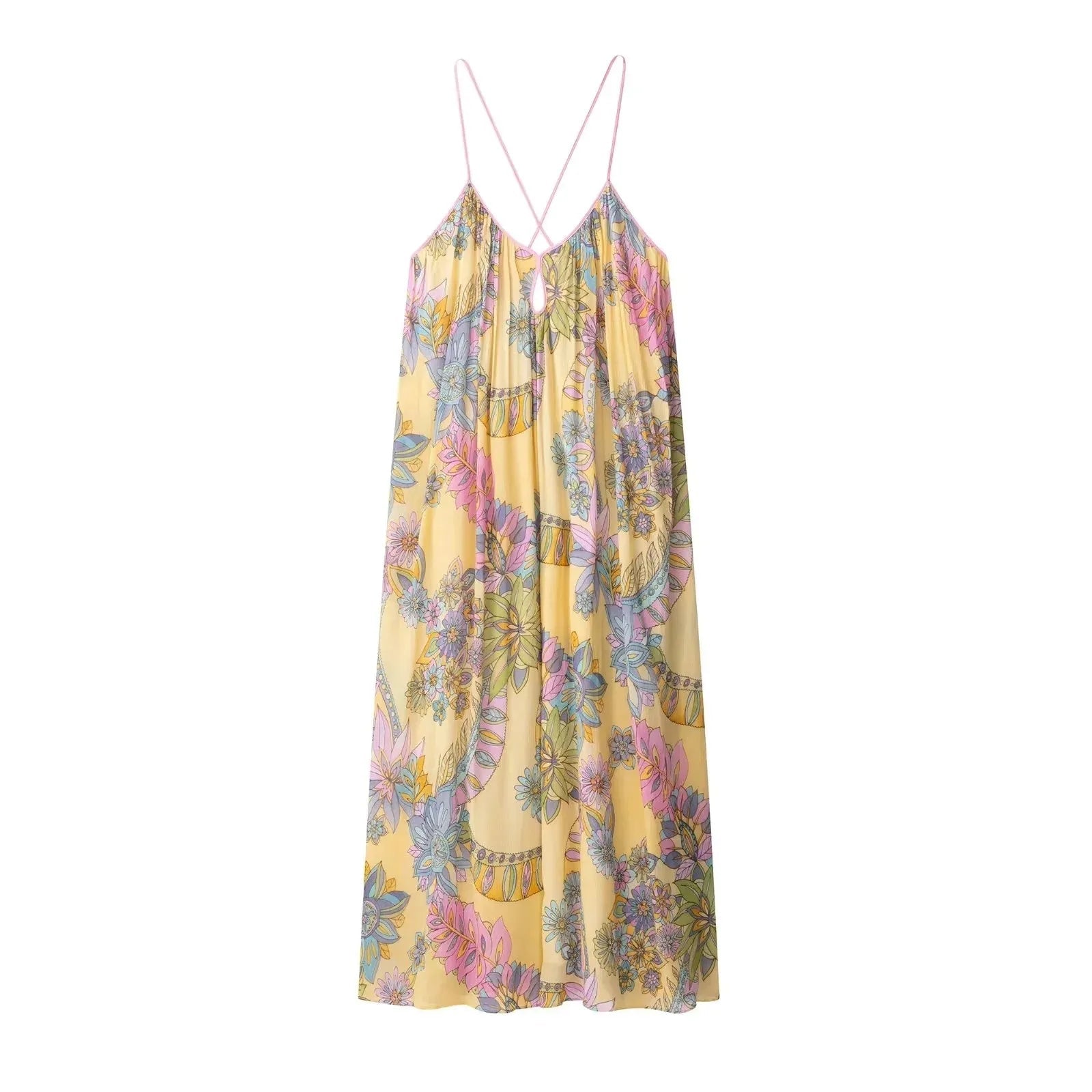 SOERA Bianca Floral Chiffon Cami Dress - Dress -  Yellow XS