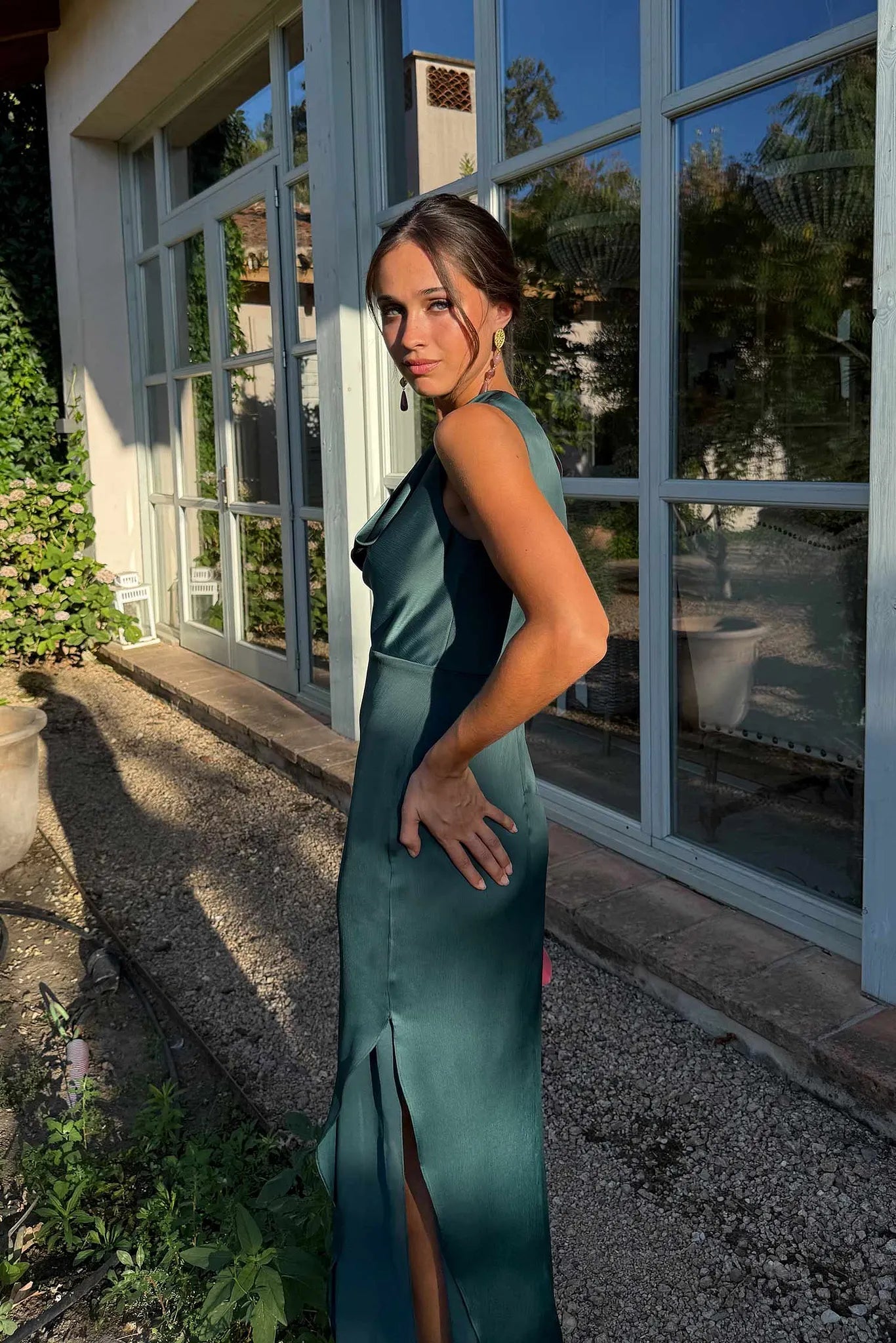 SOERA Bianca Satin Cowl Neck Maxi Dress - Dress -  S