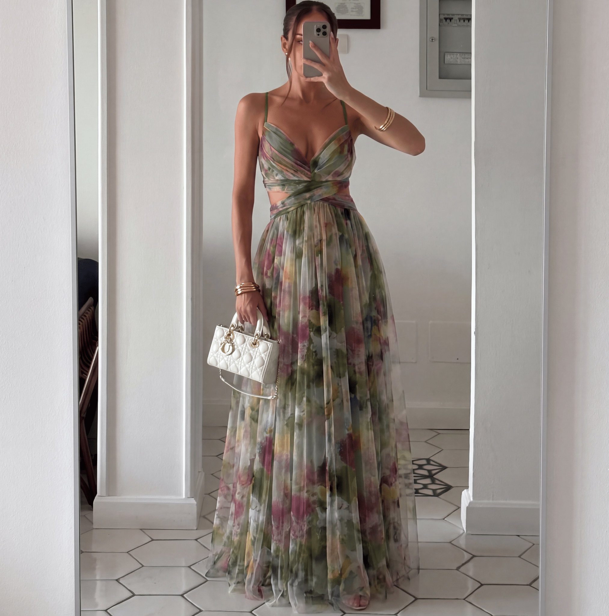 SOERA Emma Floral Mesh Maxi Dress - Dress - SOERA-730243-GRE-XS-37411 Green XS