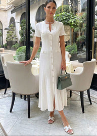 Robe midi en maille Beatrice à boutons devant