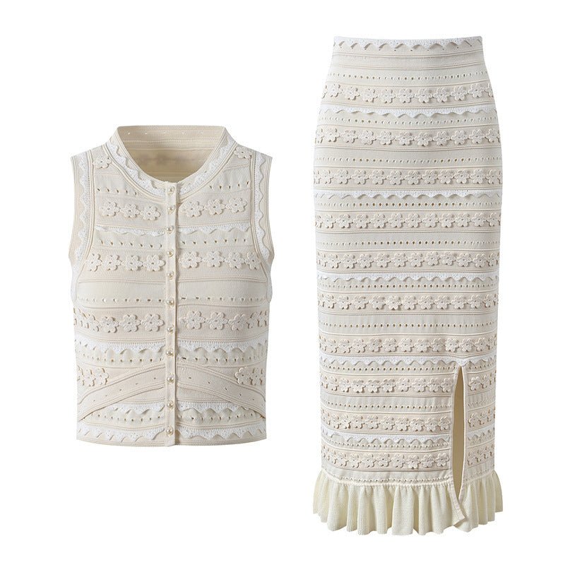 SOERA Isabella Floral Knit Vest & Ruffle Midi Skirt Set - Dress -  Set XS