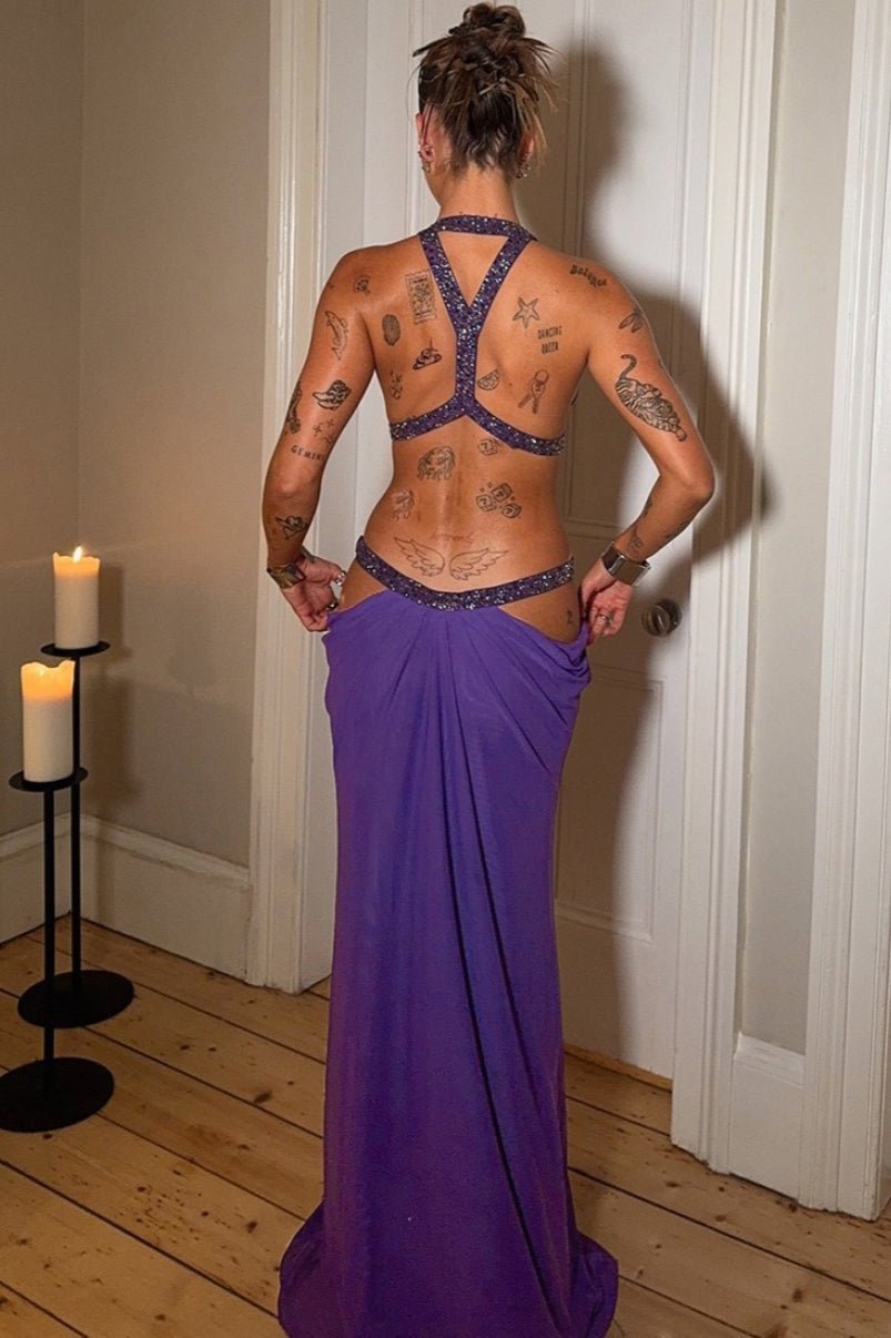 SOERA Isolde Ruched Cut Out Maxi Dress - Dress -  Purple L