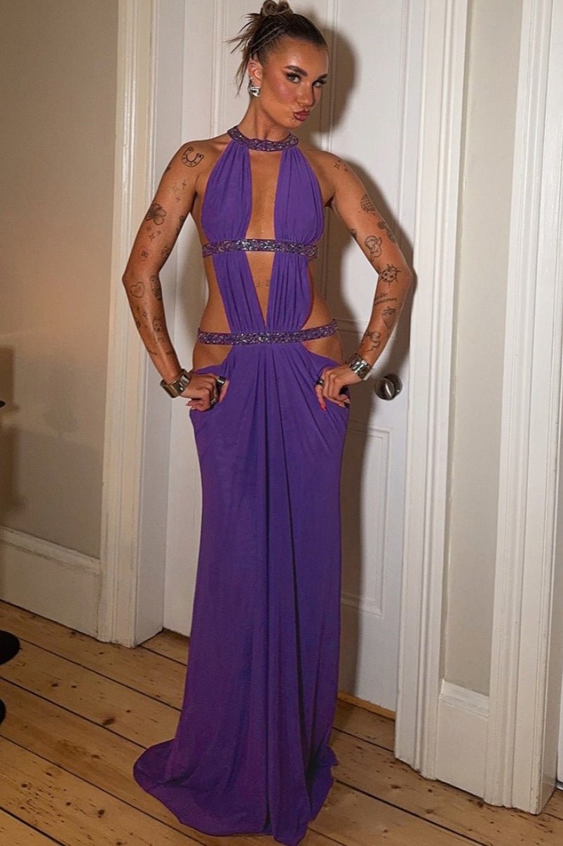 SOERA Isolde Ruched Cut Out Maxi Dress - Dress -  Purple M