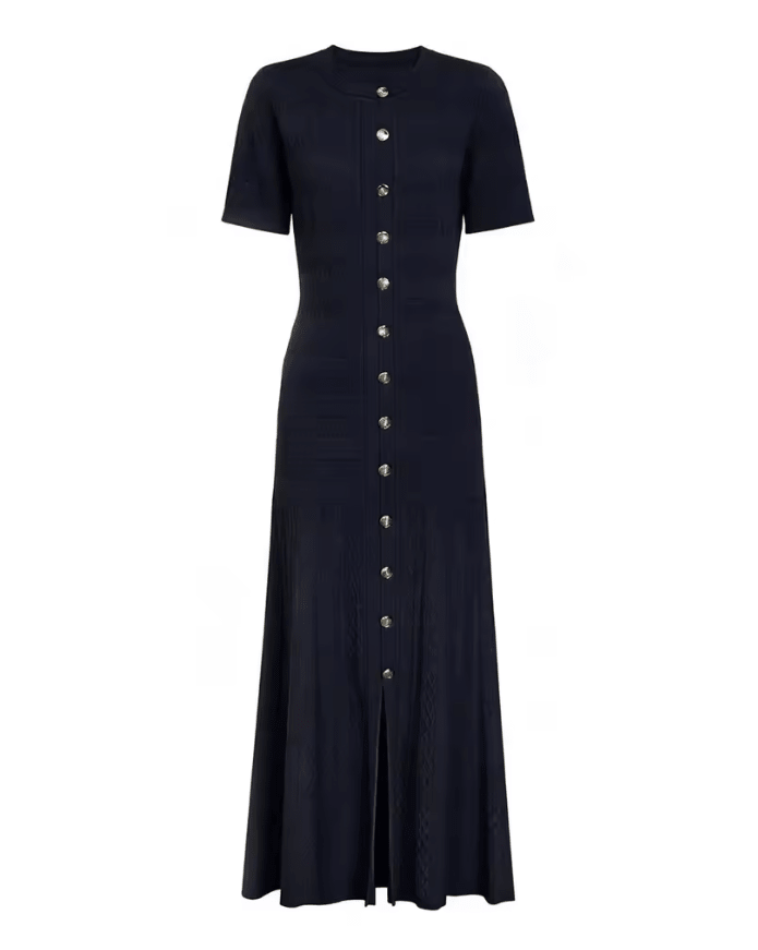 SOERA Quinn Ribbed Knit Midi Dress - Dress -  Navy XS