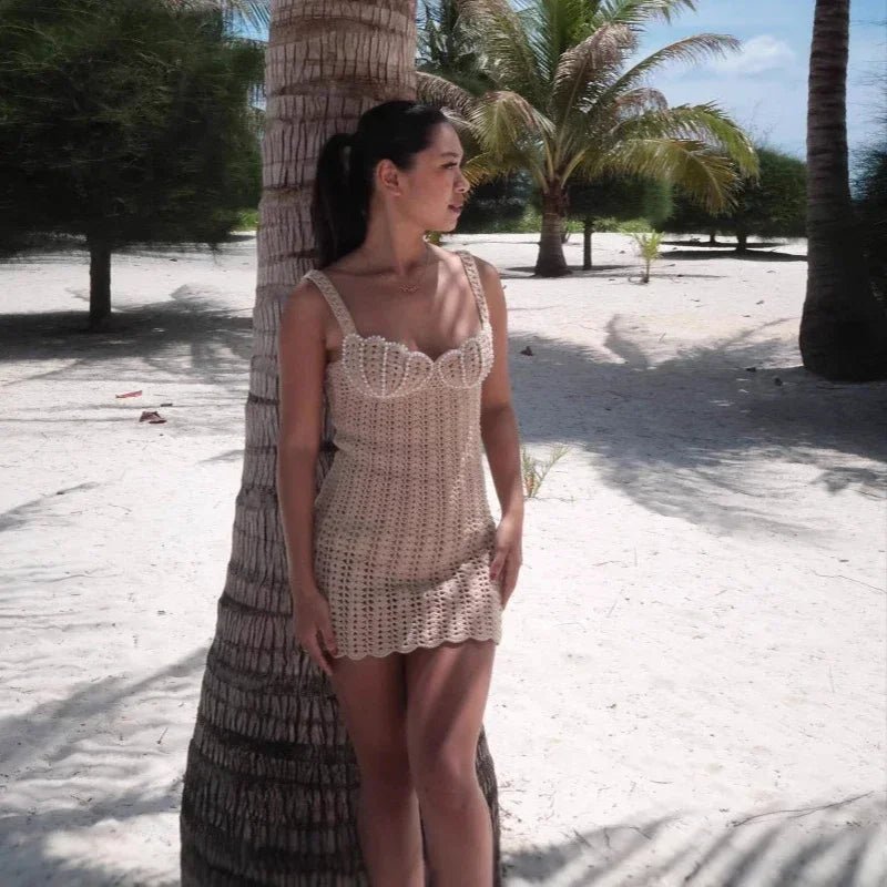 SOERA Rosie Hollow Out Knitted Mini Dress - Dress - SOERA-442051-BEI-S-93987 Ivory S