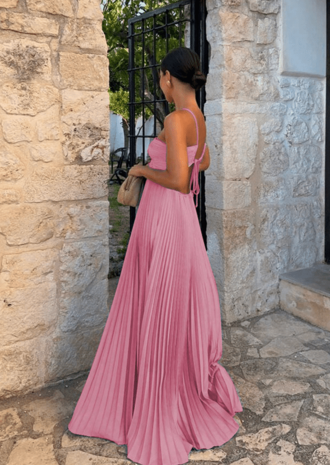 SOERA Sophia Crinkle Chiffon Maxi Dress - Dress - SOERA-516675-ROS-S-65635 Pink S