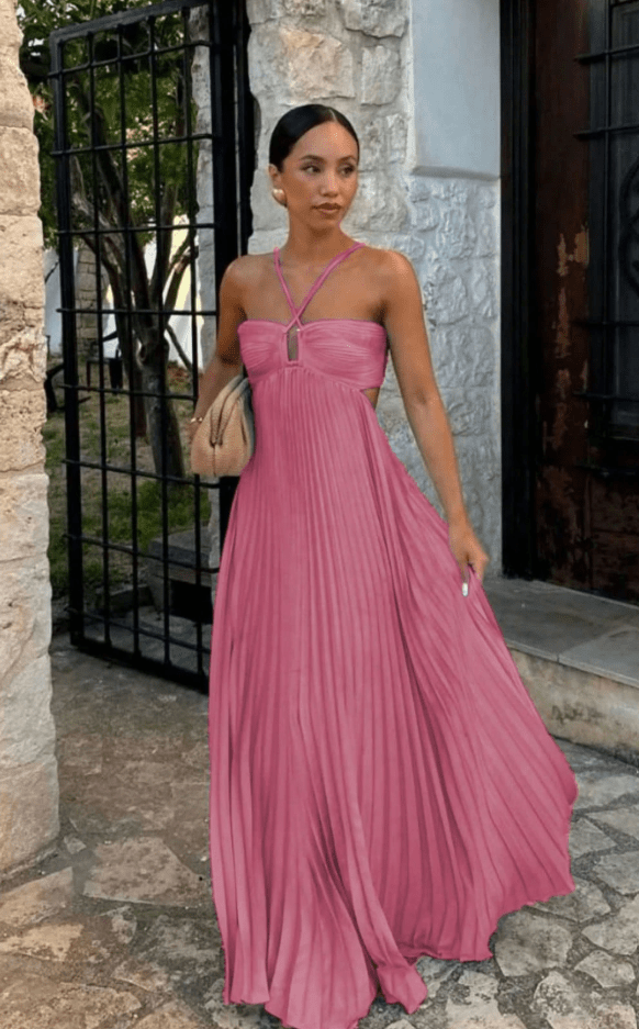 SOERA Sophia Crinkle Chiffon Maxi Dress - Dress - SOERA-516675-ROS-XS-32867 Pink XS