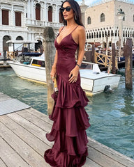 Venetia Ruffled Sling Evening Dress