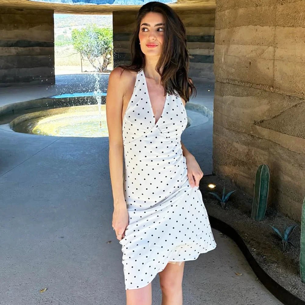 SOERA Bianca Polka Dot Halter Maxi Dress - Dresses -  White XS