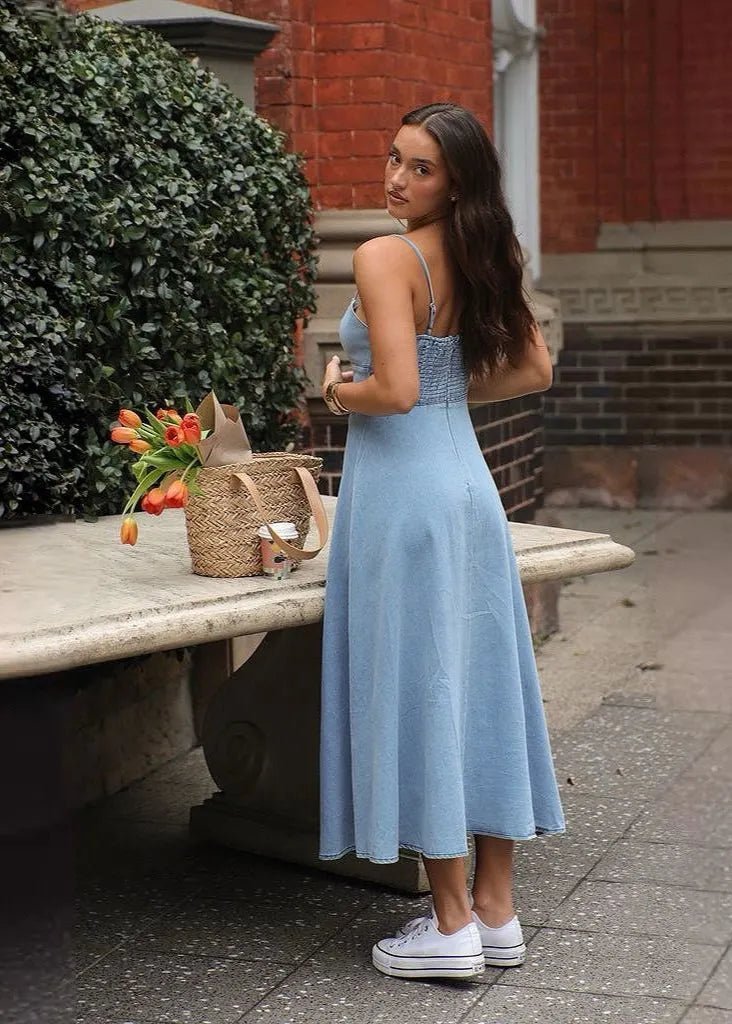 SOERA Brianna Corset Denim Midi Dress - Dresses -  M