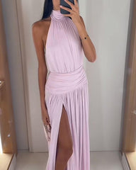 Robe longue fendue Brielle sans manches