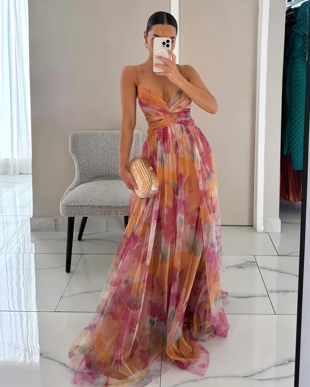 SOERA Dahlia Floral Tulle Maxi Dress - Dresses - lt1776054847428082926 Orange S