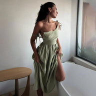 Robe Midi Elisabeta à Dos Nu et Bretelles Nouées