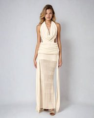 Robe longue dos nu à col halter Elyse