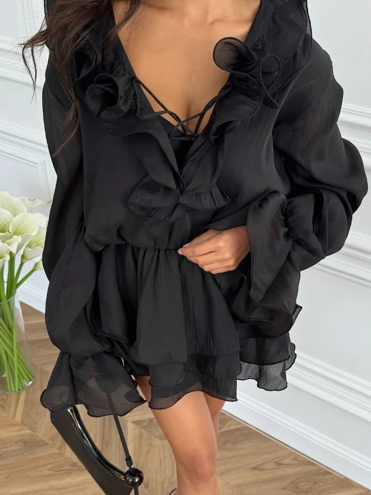 SOERA Fallon Ruffled Mini Dress - Dresses - 1005009623464287-;ED1770793335794890088 Beige S