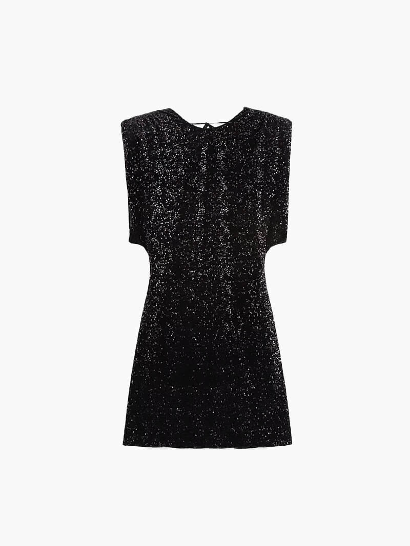 SOERA Gillian Glitter Mini Dress - Dresses -  Black XS