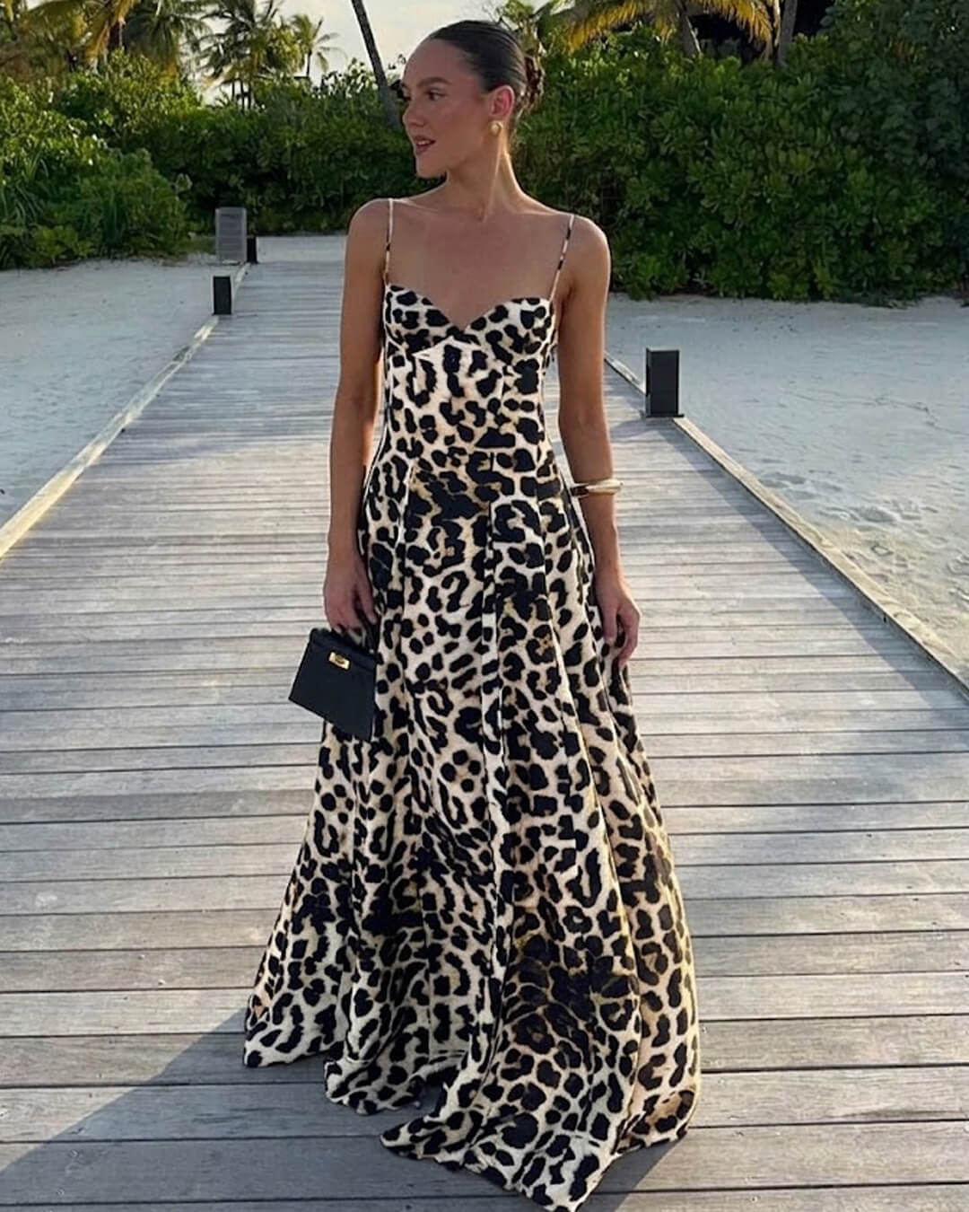 SOERA Imogen Leopard Print Spaghetti Strap Maxi Dress - Dresses - SOERA-213315-BRO-L-37091 Brown L
