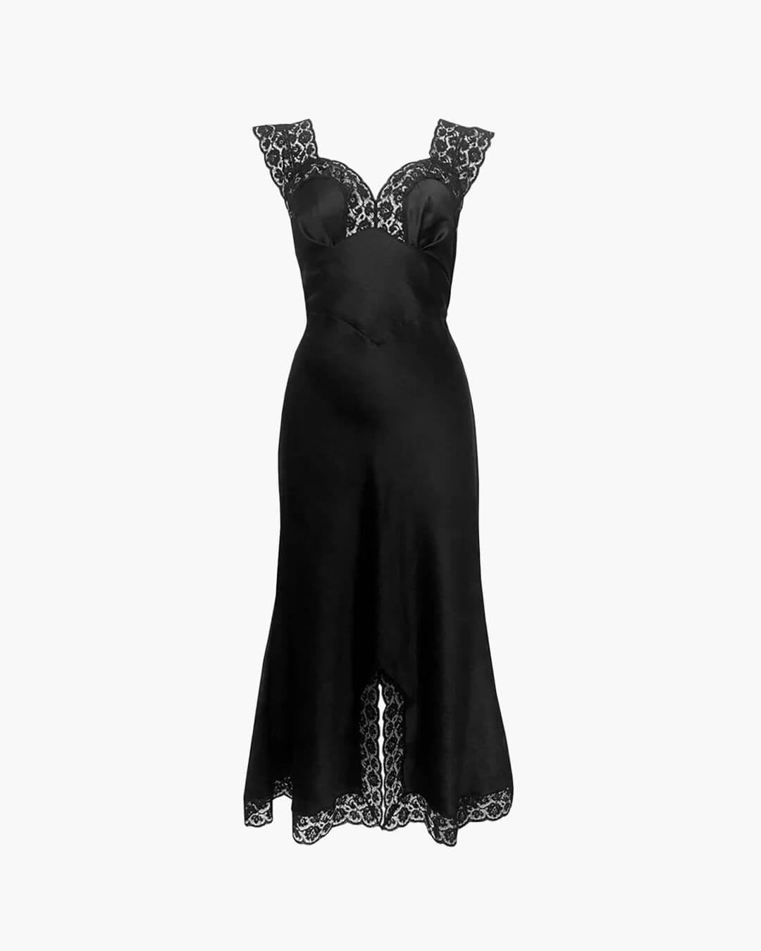 SOERA Joanna Satin Lace Long Dress - Dresses - 1005009954790316-;vT1775118759074241593 Black White S