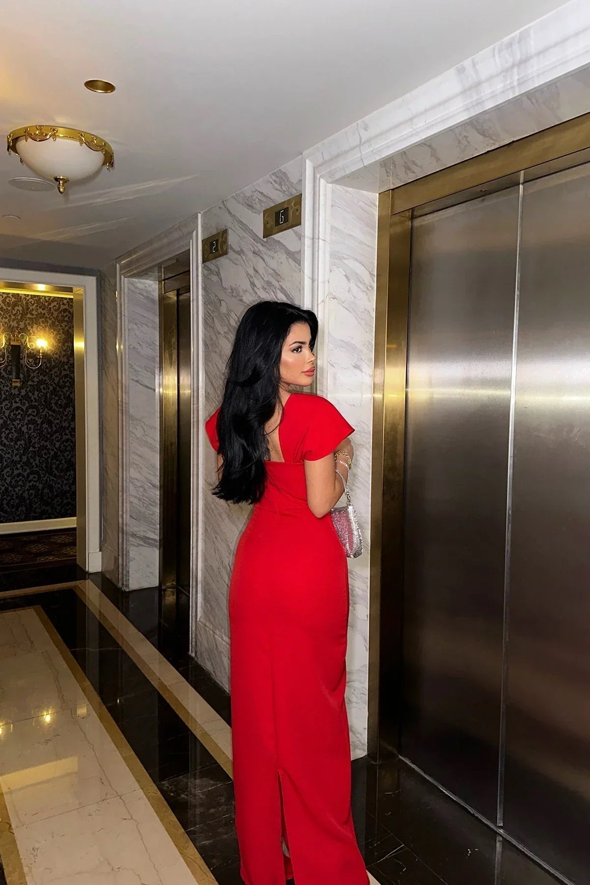 SOERA Kaila Square-Neck Bodycon Maxi Dress - Dresses -  Red S