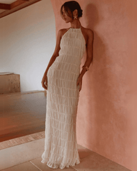 Robe longue texturée sculptée dos nu Leslie