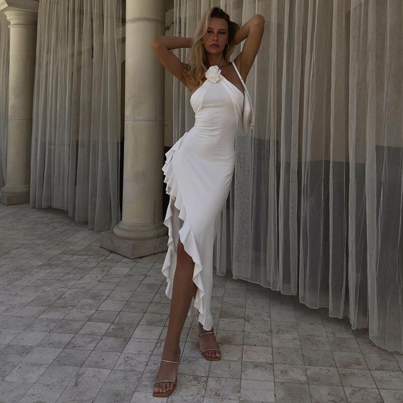 SOERA Maricel Ruffle Hem Slit Halter Dress - Dresses - To1773374087097569004 M