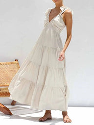 Tahlia Ruffle Cotton Linen Maxi Dress