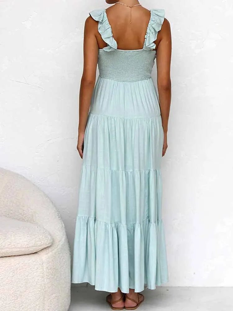 SOERA Tahlia Ruffle Cotton Linen Maxi Dress - Dresses -  Beige S