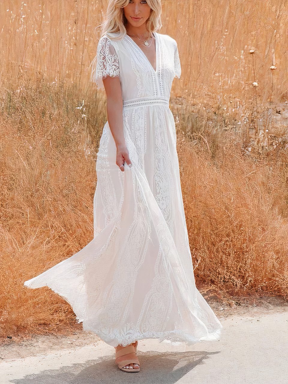 SOERA Tilda Bohemian Lace Maxi Dress - Dresses - 1005008548834137-;lc1776125353574816425 White M