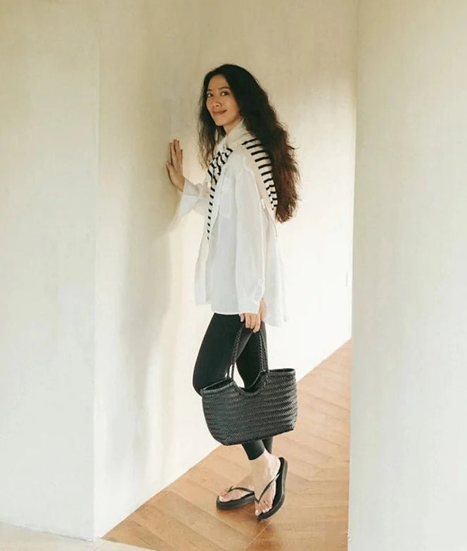 SOERA Beatrice Woven Leather Tote Bag - Handbags -  Auburn Small