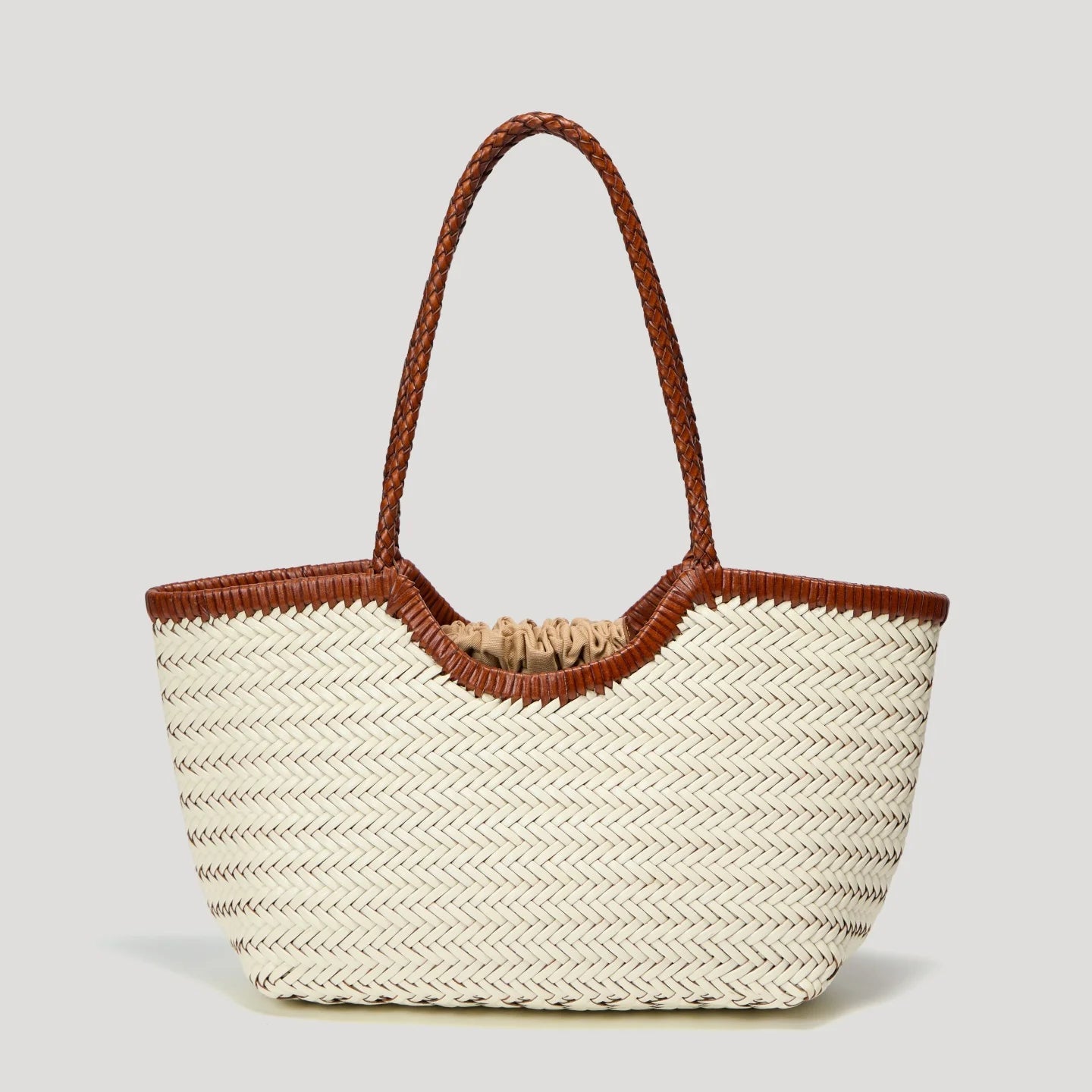 SOERA Bianca Handwoven Leather Tote Bag - Handbags -  Off - White Large