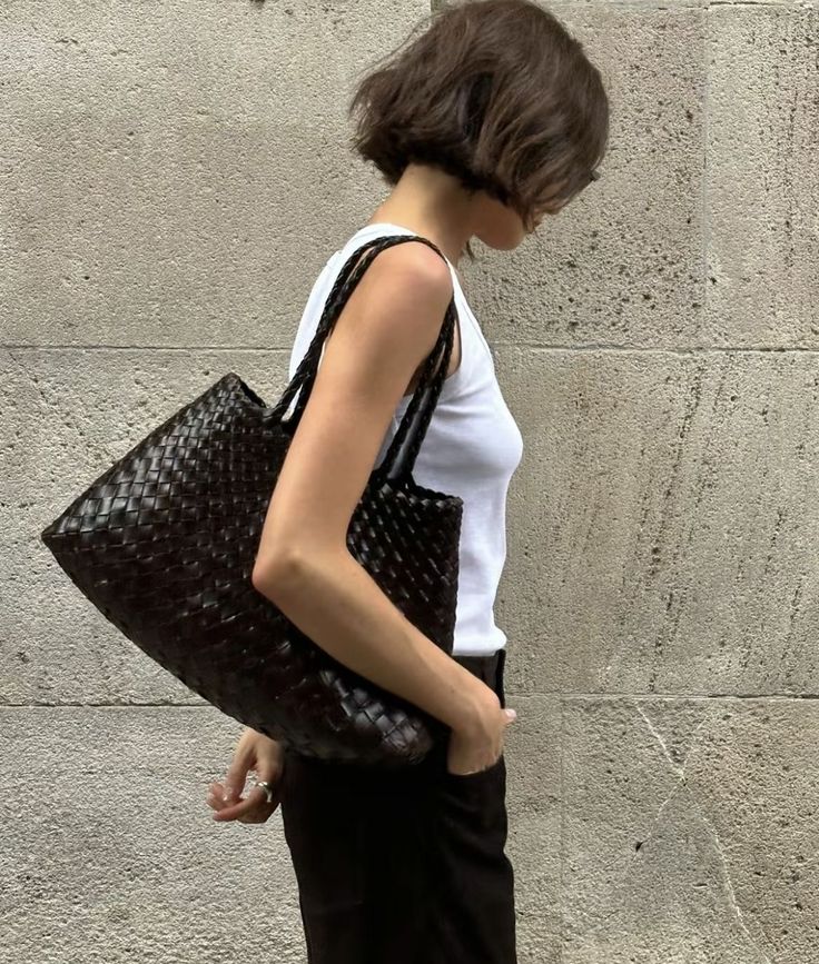 SOERA Marissa Vegan Leather Woven Bag Medium - Handbags - Soera-Marissa-Vegan-Leather-Woven-Bag-Medium-Handbag/Black Black Regular
