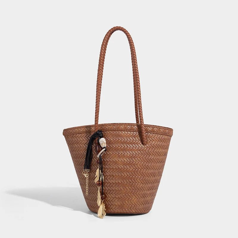 SOERA Meryl Woven Bucket Handbag with Pouch - Handbags - 1005009214177960-;PK1775031590860462284 Light Brown