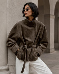 Anna Lace-Up Faux Suede Jacket