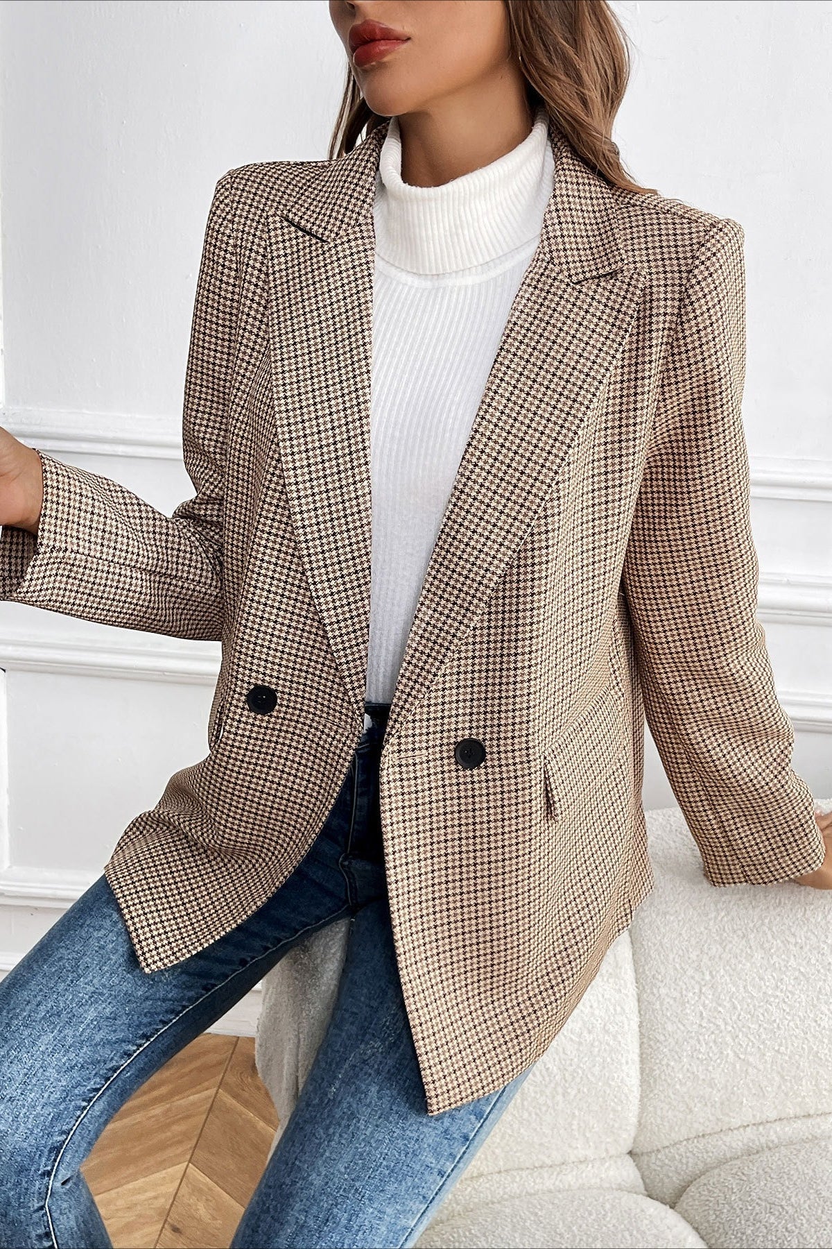 SOERA Beatrice Vintage Houndstooth Blazer - Jacket -  M