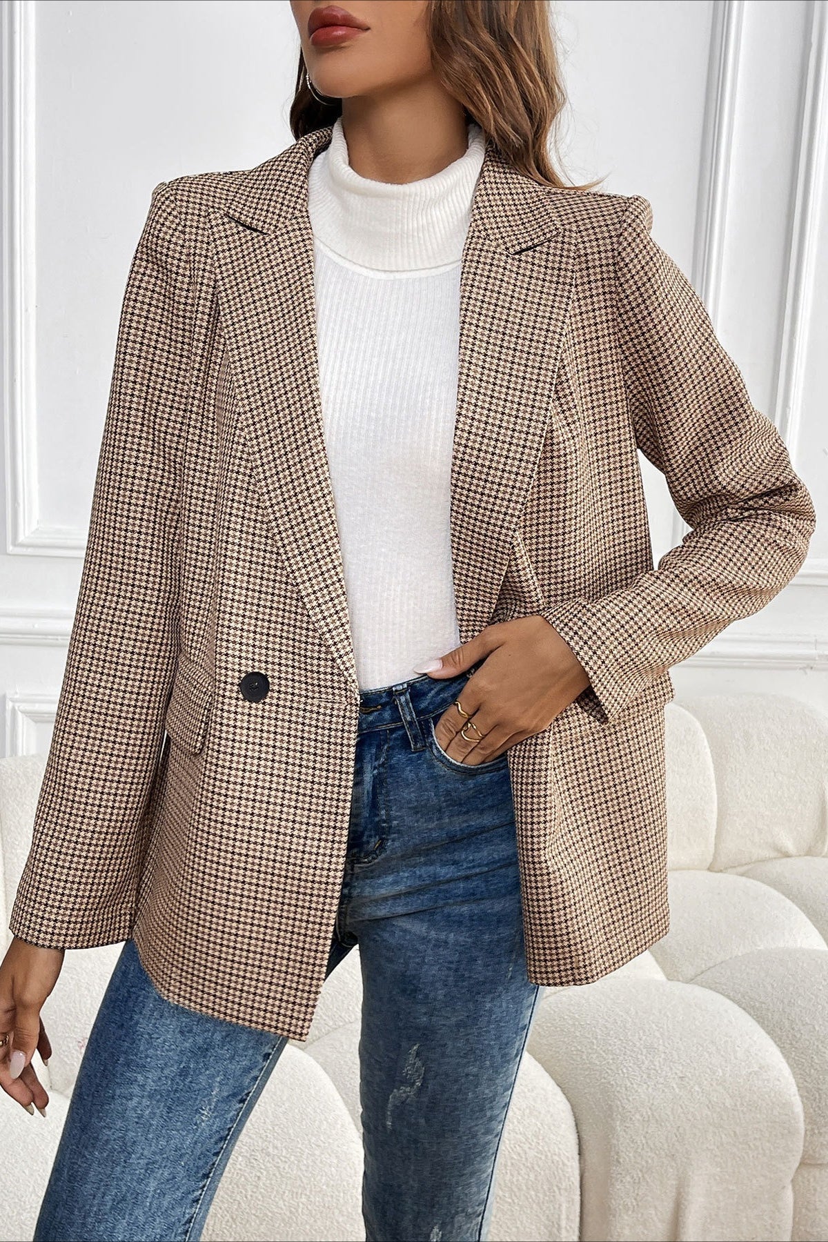 SOERA Beatrice Vintage Houndstooth Blazer - Jacket -  XL