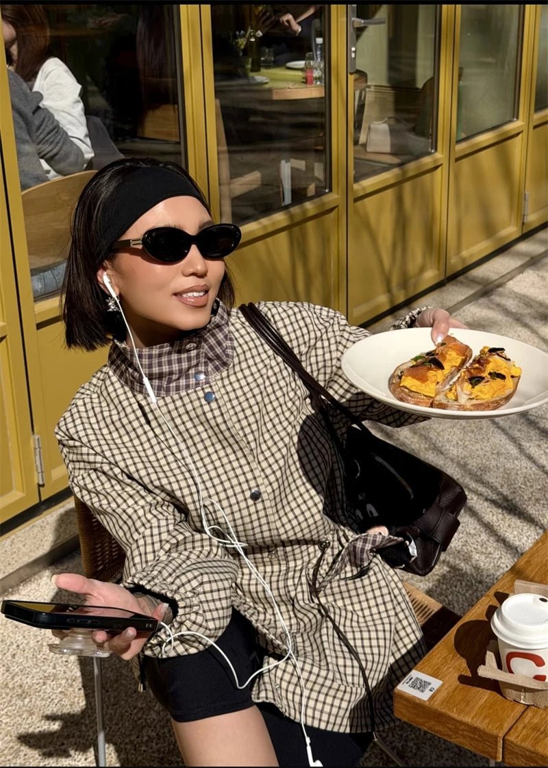SOERA Ellen High-Neck Plaid Jacket - Jacket - SOERA-690371-GRE-XS-42051 XS