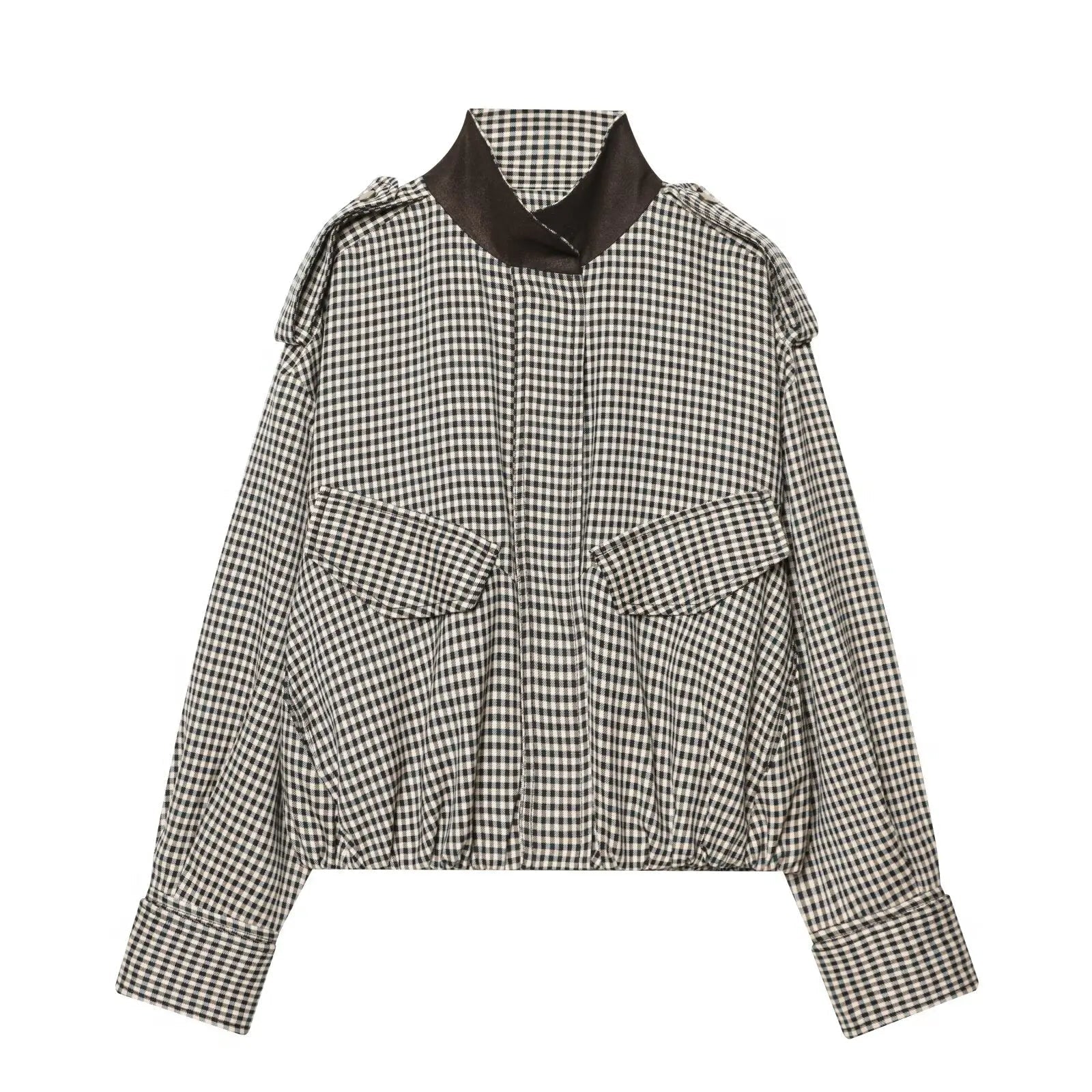 SOERA Emma High Neck Checked Bomber Jacket - Jacket - SOERA-331395-ONL-S-01219 S