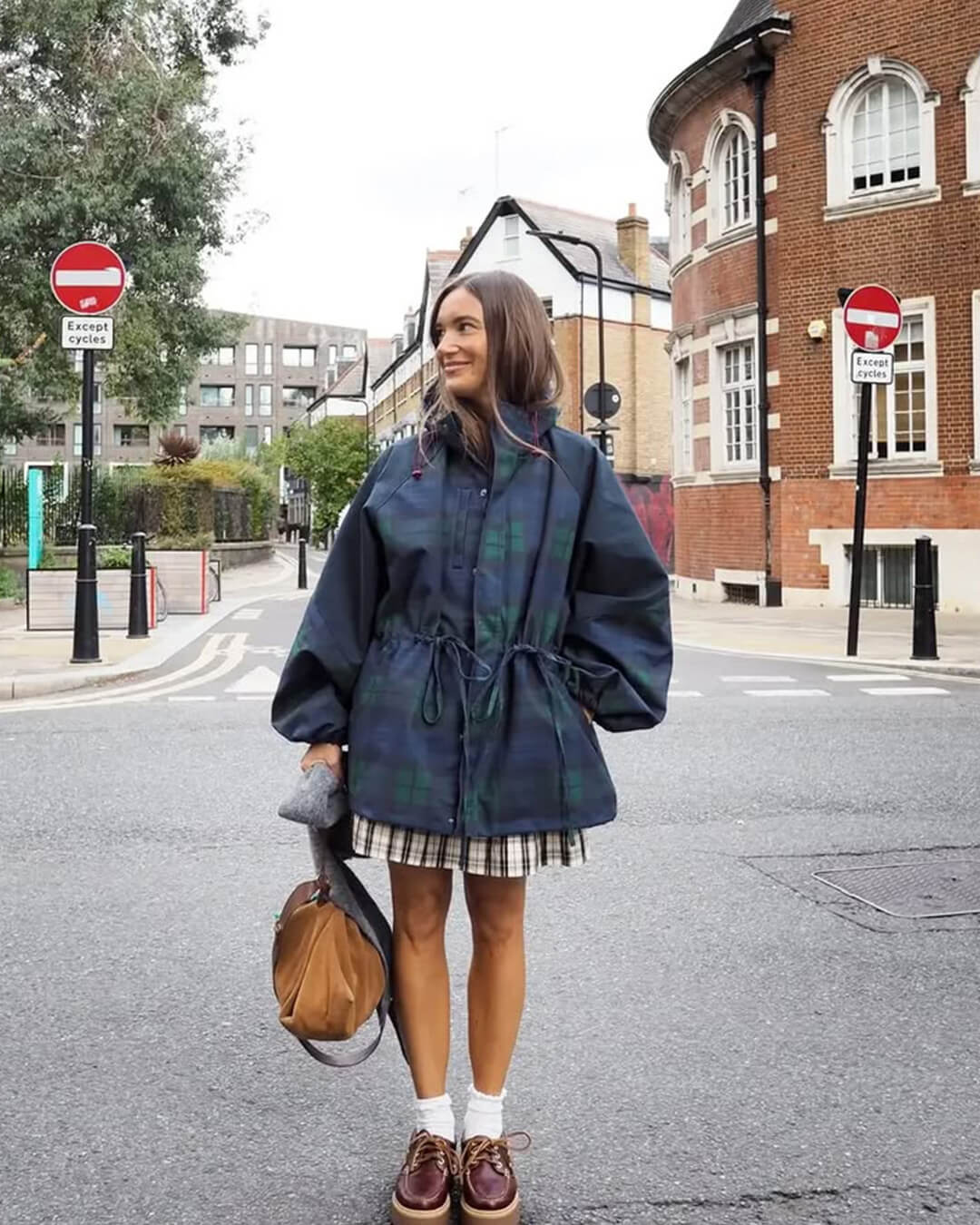 SOERA Emma Oversized Plaid Lace-Up Jacket - Jacket - SOERA-548931-GRI-M-27011 M