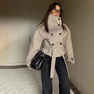 Manteau ceinturé col entonnoir Esther