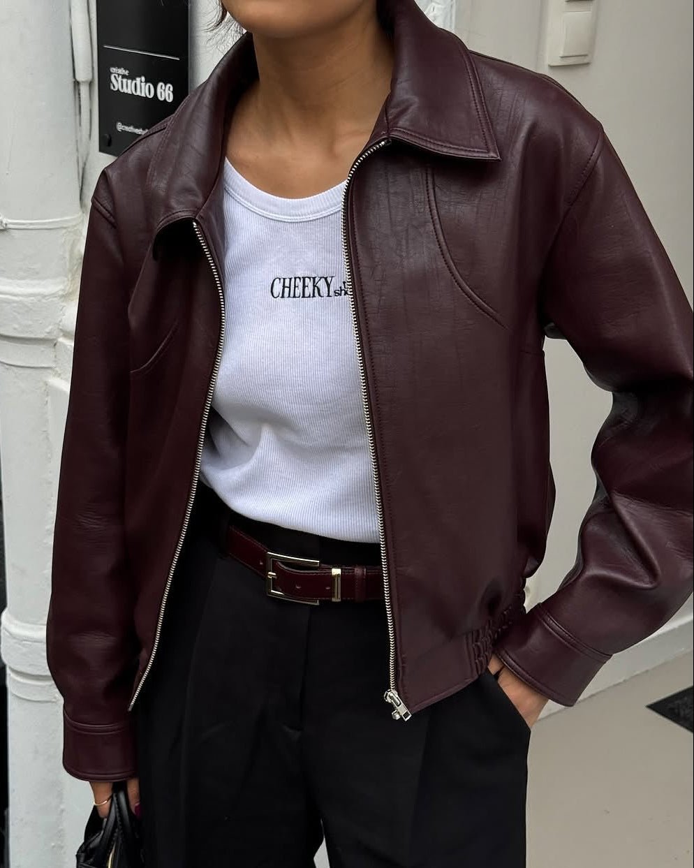 SOERA Fiona Faux Leather Lapel Jacket - Jacket - SOERA-887299-WIN-S-53667 Wine Red S