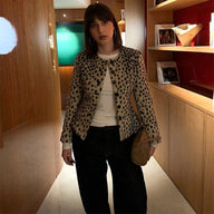 Lily Veste Courte Façon Fausse fourrure Léopard