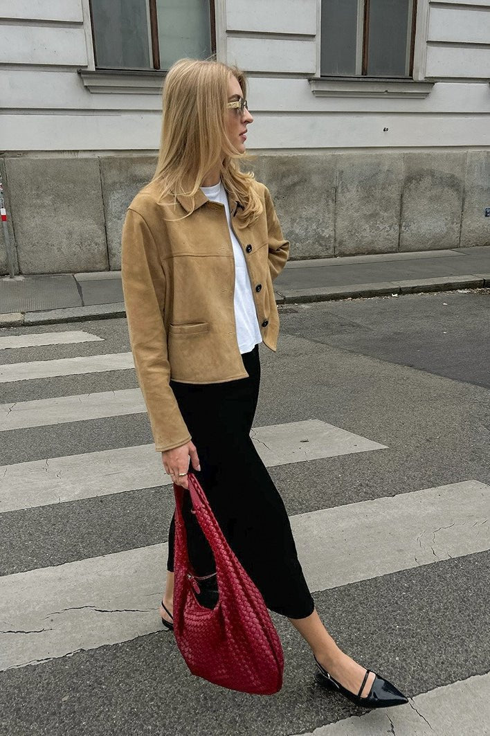 SOERA Margot Faux Suede Cropped Jacket - Jacket - SOERA-913731-KHA-L-30979 L