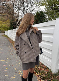 Nadia Veste col montant pied-de-poule boutonnée