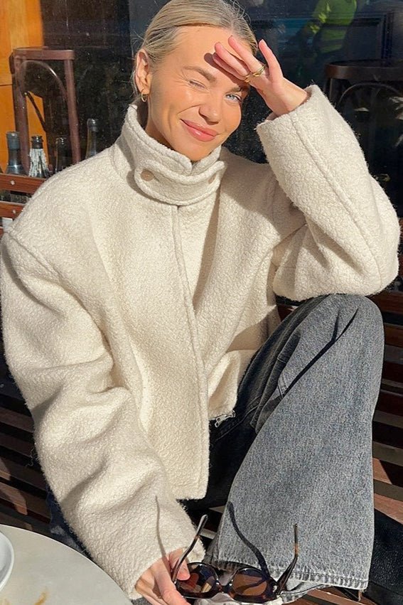 SOERA Arabel Stand Collar Cropped Coat - Jackets - fj1765731916179325470 Beige S