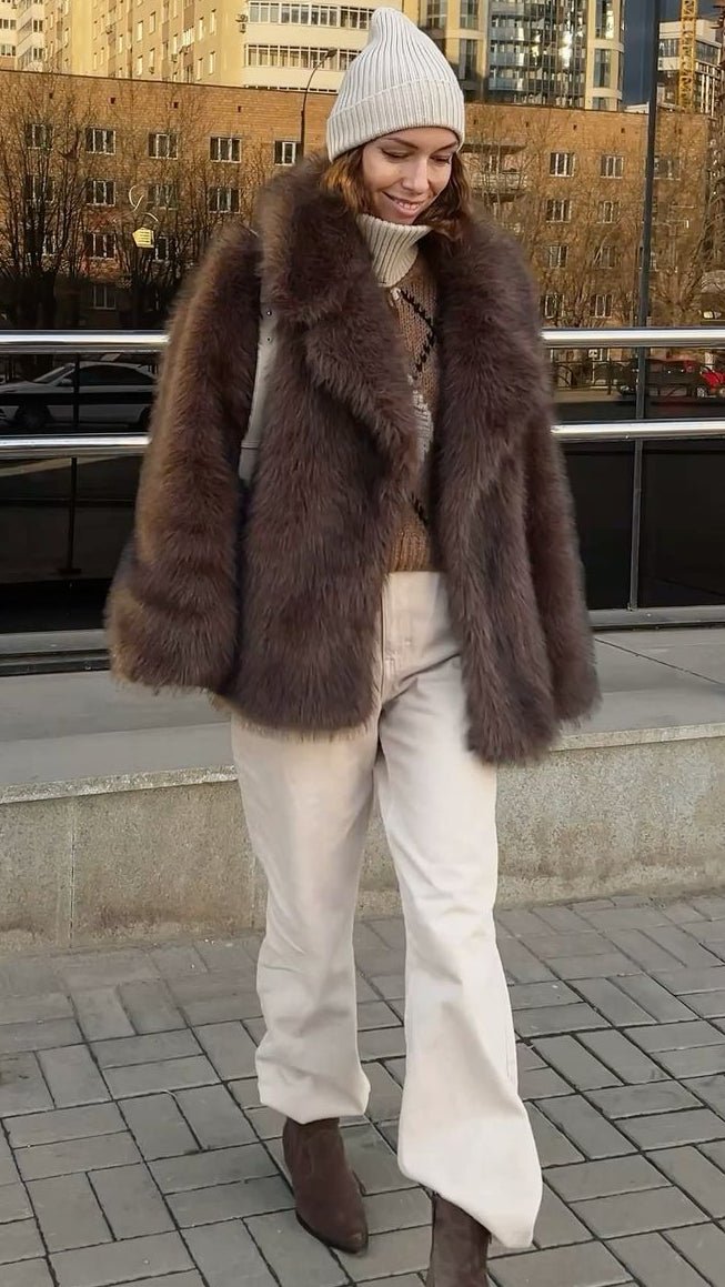 SOERA Carissa Faux Fur Coat - Jackets - 3256810153581963-;NF1766488748813636363 Dark Brown M