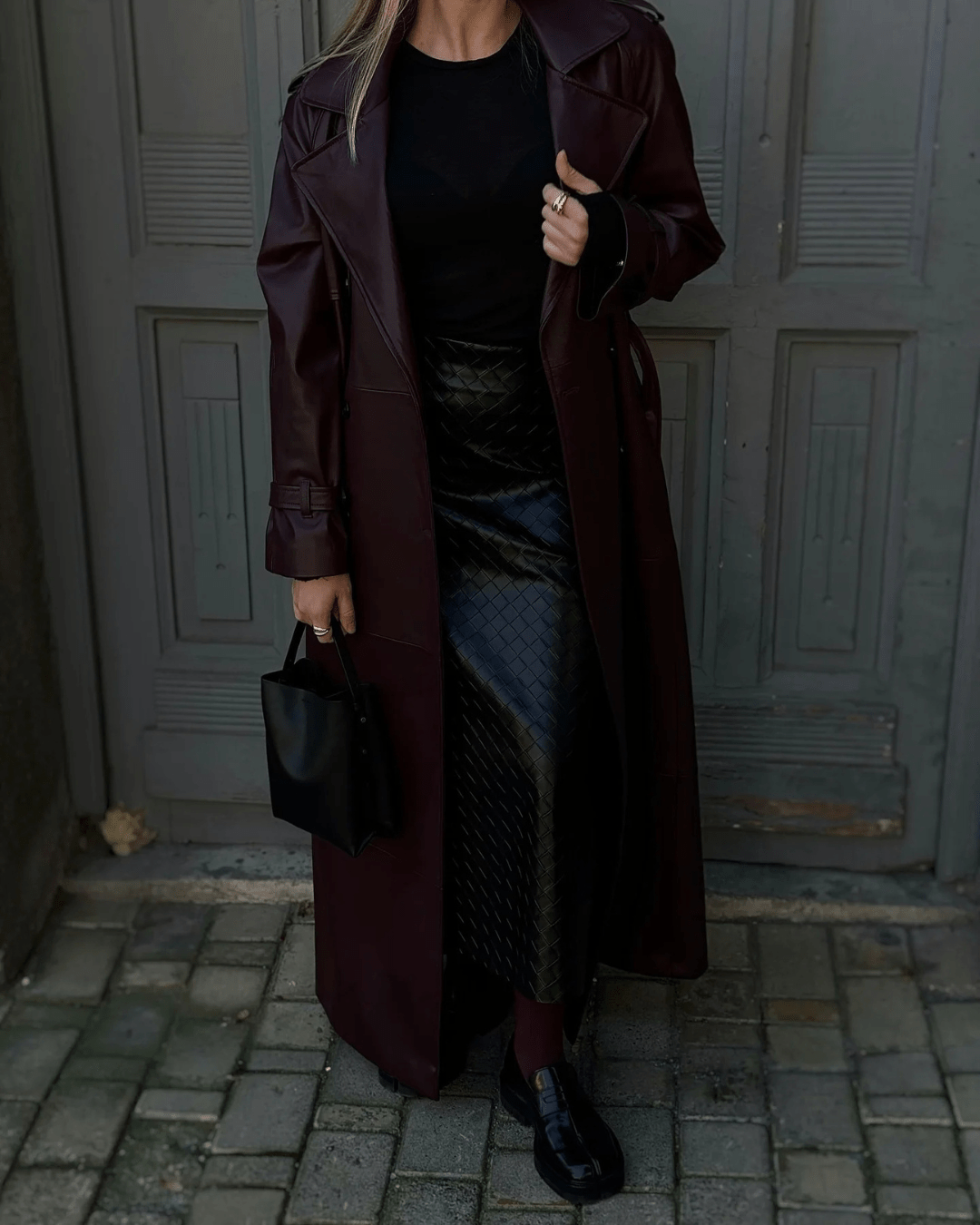 SOERA Cassy Faux Leather Maxi Trench Coat - Jackets - AV1764442362183661000 Burgundy XS