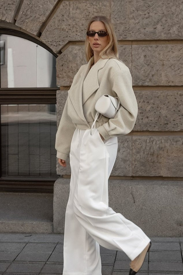 SOERA Courtney Lapel Elastic Waistband Coat - Jackets - vc1775497793865316499 Beige M